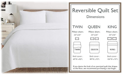 Maze White Cotton Reversible Quilt Bedding Set