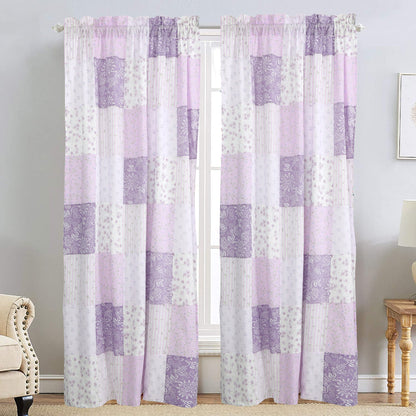 Love of Lilac Lavender Floral Real Patchwork Purple Scalloped Cotton 3-Piece Reversible Quilt Bedding Set