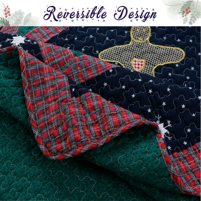 Christmas Cabin Night Reversible Quilt Bedding Set
