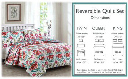 Hitchens Floral Cotton Reversible Quilt Bedding Set