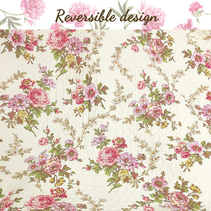Pinegar Floral Scalloped Cotton 3-Piece Reversible Quilt Bedding Set