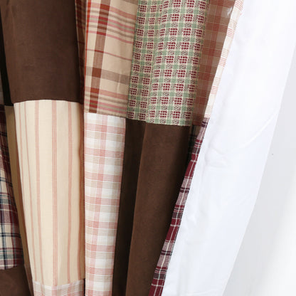 Jakob Plaid Brody Brown Striped Patchwork Window Curtain Panel/Drapes