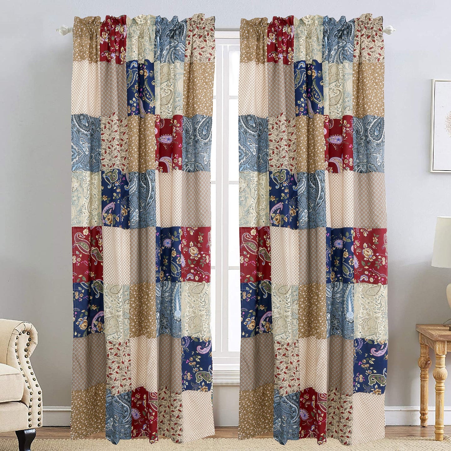 Hyler Sanders Floral Paisley Real Patchwork 3-Piece Cotton Reversible Quilt Bedding Set