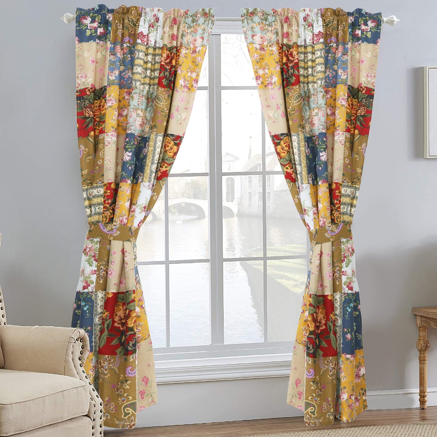 Ryleigh Floral Real Patchwork Country Garden Fall Flowers Paisley 3-Piece Cotton Reversible Quilt Bedding Set