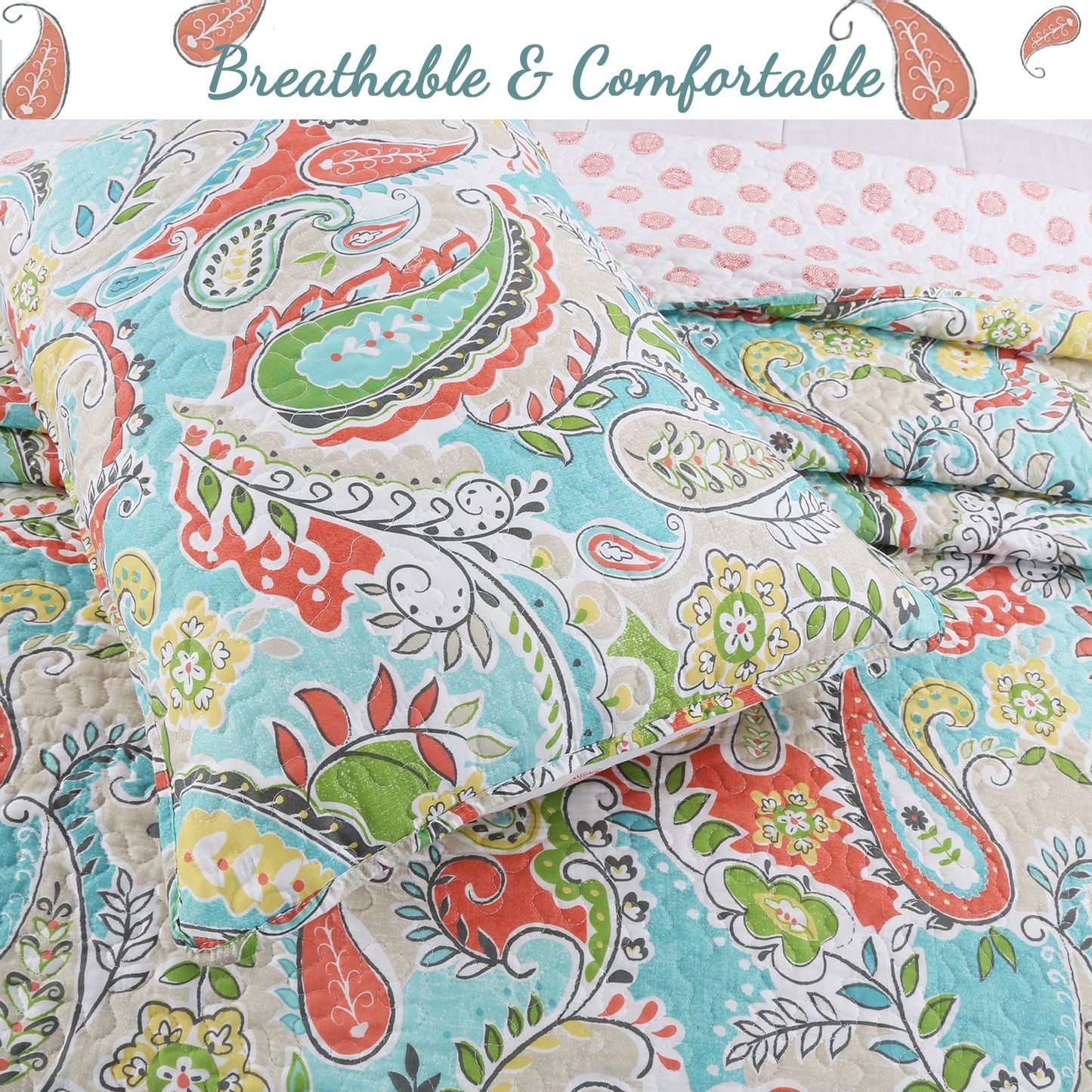 Mirage Paisley Reversible Quilt Bedding Set