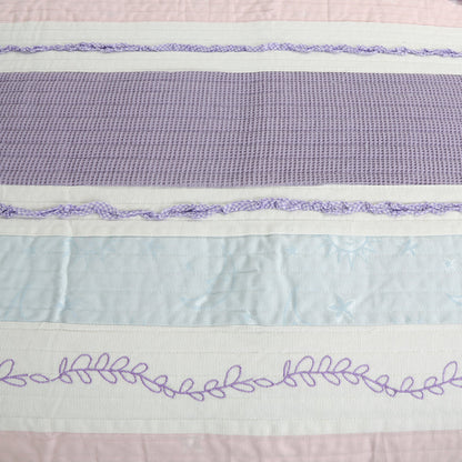 Lavender Pink Blue Chic Ruffle Girl Cotton Reversible Quilt Bedding Set