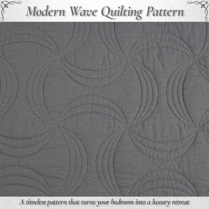 Solid Gray Spiral Swirl Pinwheel 3 Piece Cotton Quilt Bedding Set