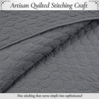 Ogee Classic Solid Chic Gray 3 Piece Cotton Quilt Bedding Set