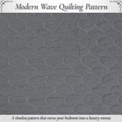 Ogee Classic Solid Chic Gray 3 Piece Cotton Quilt Bedding Set