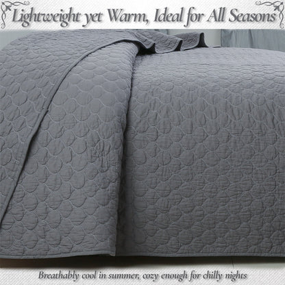Ogee Classic Solid Chic Gray 3 Piece Cotton Quilt Bedding Set
