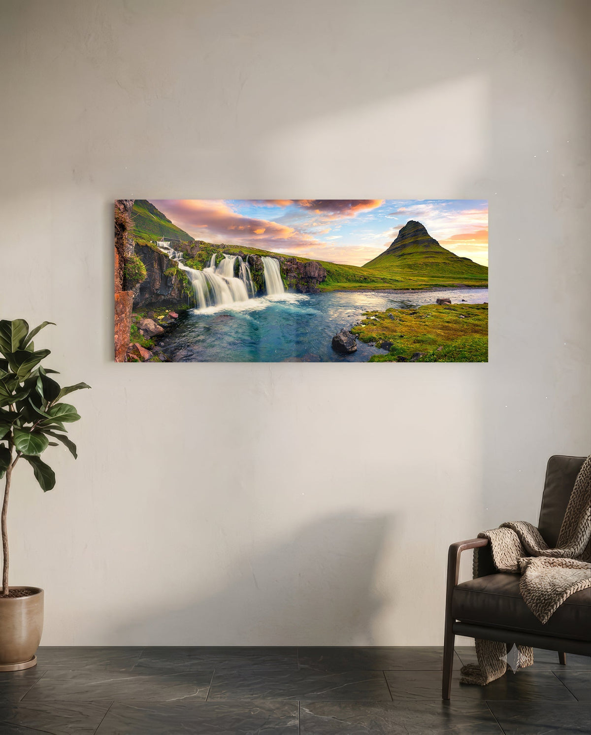 Waterfall Glass Wall Art (36"x14")