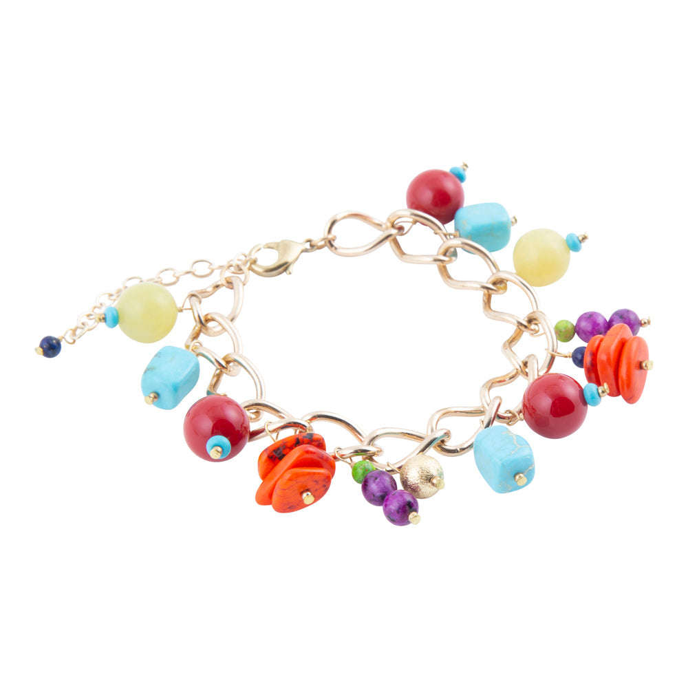 Zion Colorful Stone Charm Golden Bracelet Otarealm