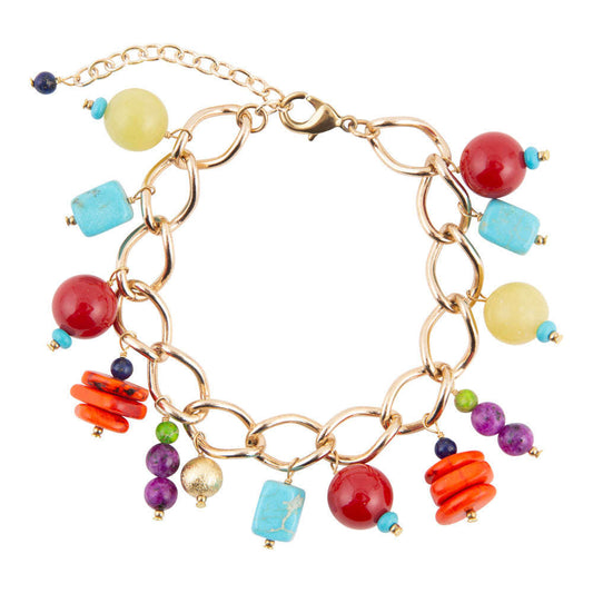 Zion Colorful Stone Charm Golden Bracelet Otarealm