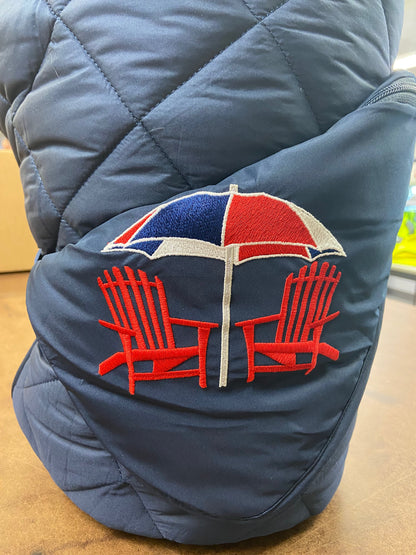 Beach Day on Navy Puffer Blanket