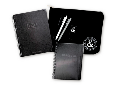 2027 Black Leather Look Weekly Planner Premium Bundle