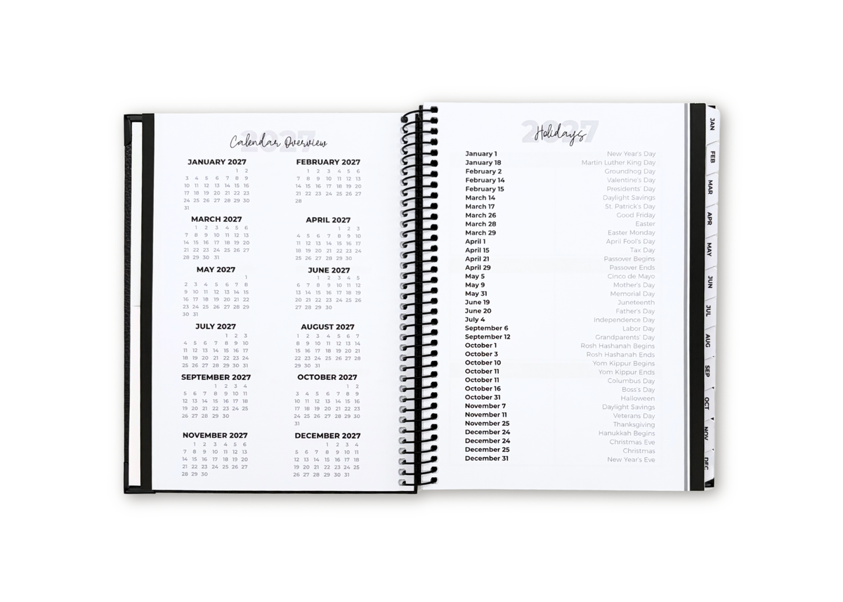 2027 Black Leather Look Weekly Planner Basic Bundle