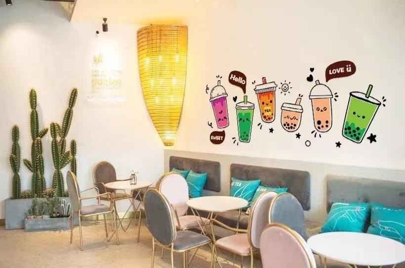 Boba Store Wall Decoration – Vibrant and Easy to Install