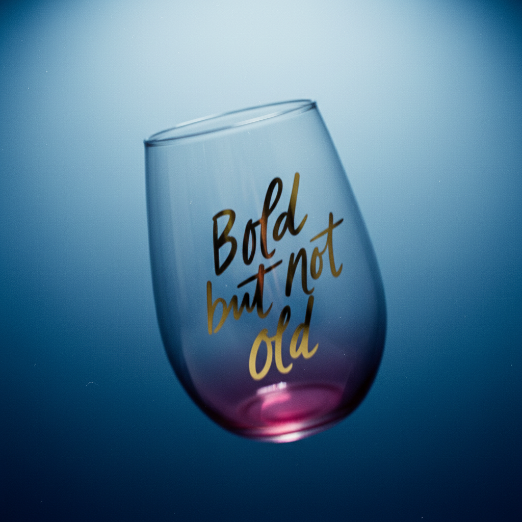 Bold But Not Old Stemless Wine Glass - Birthday or Retirement | Rainbow Glass | 20oz