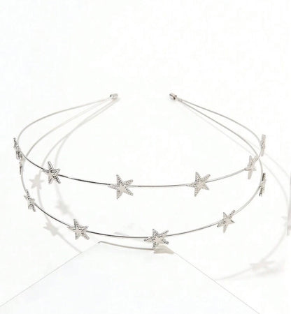 Beautiful Silver Stars Headband