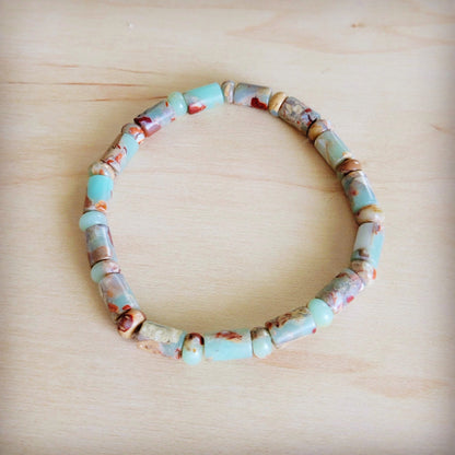 Aqua Terra Beaded Stretch Bracelet Barrel Bead 811x