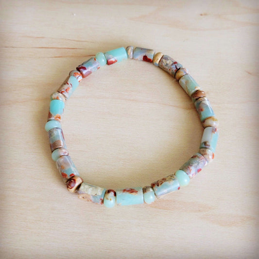 Aqua Terra Beaded Stretch Bracelet Barrel Bead 811x Otarealm