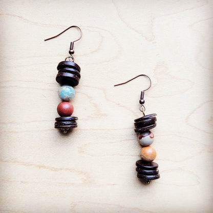 **Aqua Terra and Wood Drop Earrings 225d