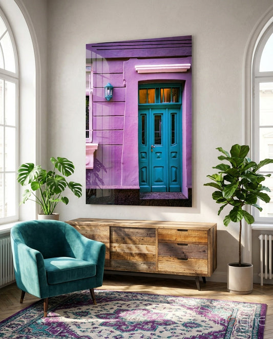 Purple House Glass Wall Art