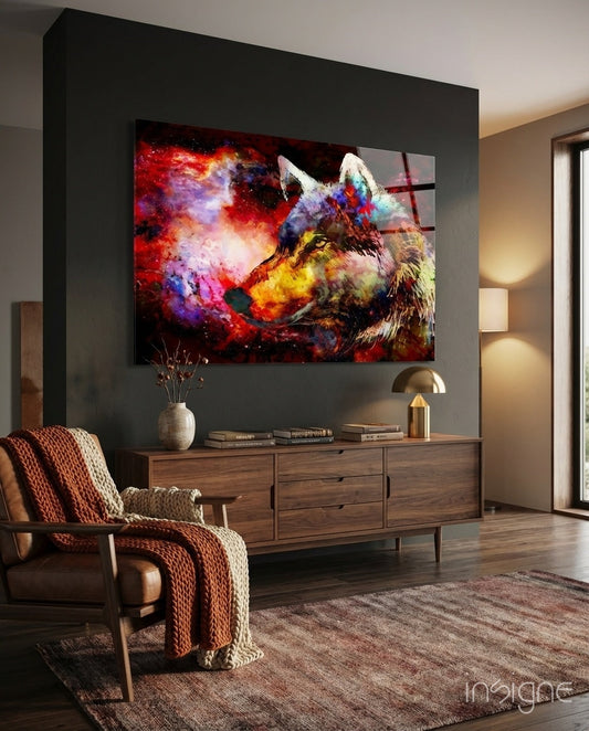 Colorful Wolf Glass Wall Art