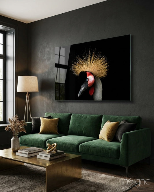 Crane Bird Glass Wall Art