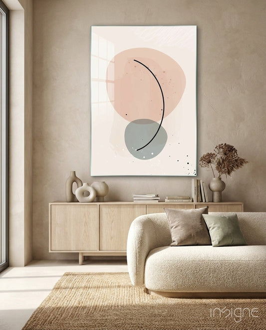 Blush Pink Sage Pebble Curve Glass Wall Art