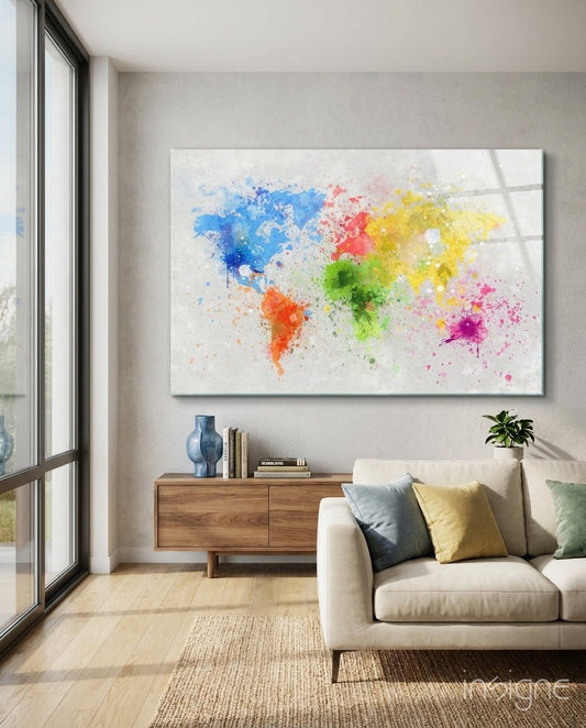 Map of Colors Glass Wall Art