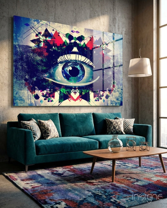 Kaleidoscope Triangle Cosmic Eye Glass Wall Art