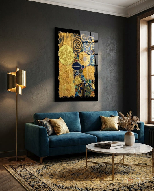 Gold Abstract Glass Wall Art