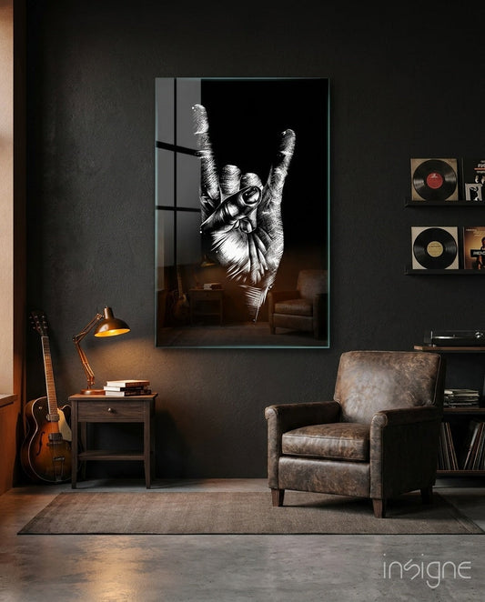 Horns Hands Glass Wall Art