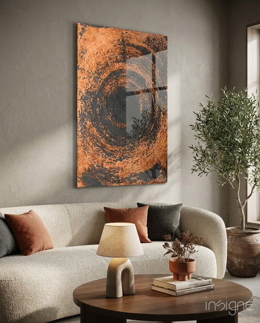 Copper Spiral Swirl Glass Wall Art