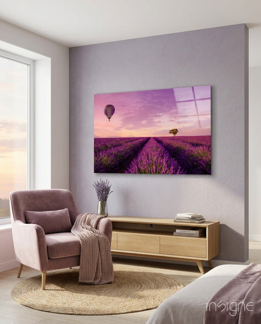 Lavender and Balloon Glass Art