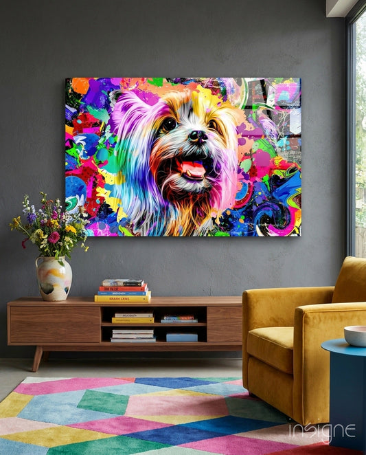 Happy Puppy Glass Wall Art