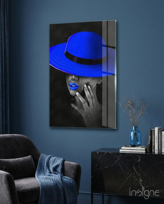 Blue Hat Glass Wall Art