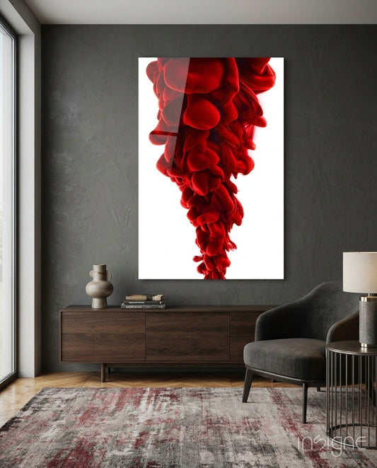 Red Layers Glass Wall Art