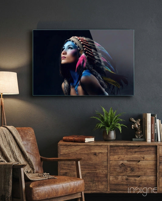 Red Indian Glass Wall Art