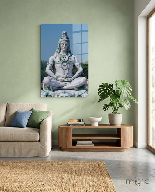 Shiva in Meditation Glass Wall Art