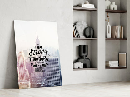 I am Strong Glass Wall Art
