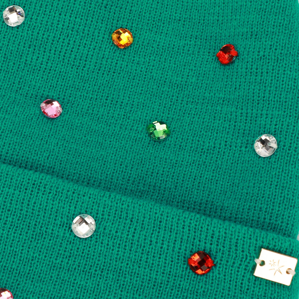 Emerald Knit Rhinestone Beanie and Mittens Set Otarealm