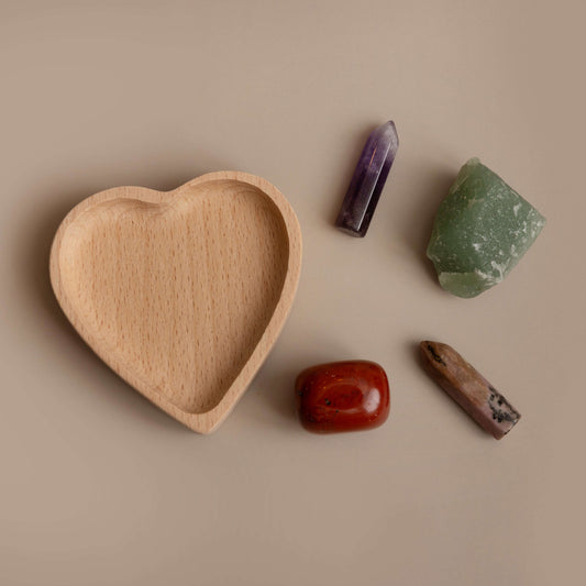 Semiprecious Pocket Crystals with Carved Heart Trinket Tray Gift Set Otarealm