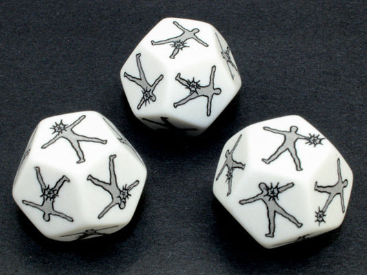 Hit Location Large d12 Opaque White custom engraved with body parts (Custom engraved) [by piece]