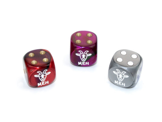 Meh Goat d6 Pipped Dice 16mm | Custom D6 Dice with Goats (sold per die)