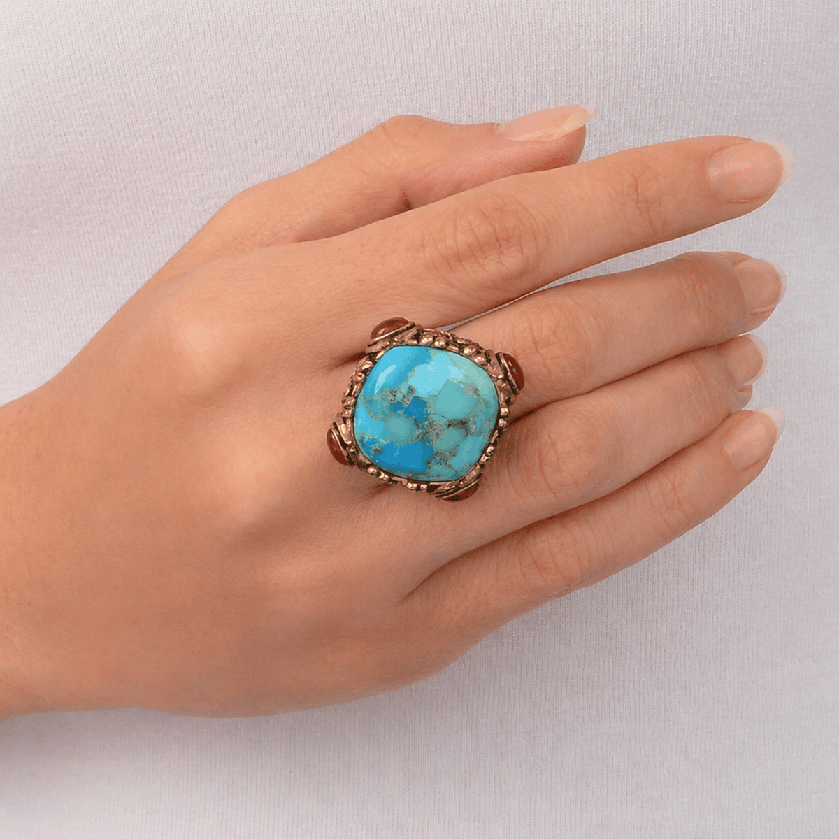 Wilder Blue Turquoise Golden Statement Ring Otarealm