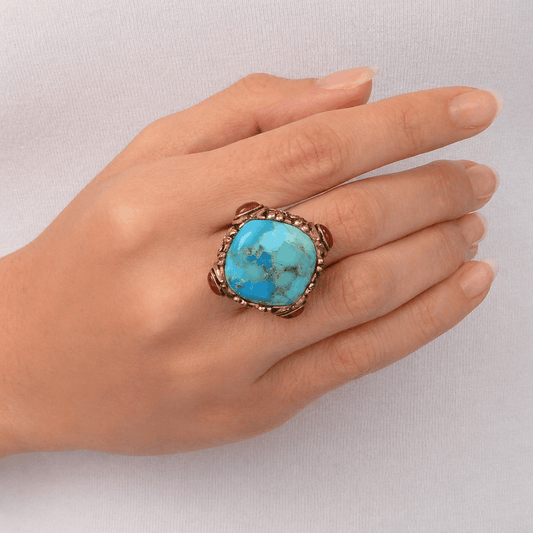 Wilder Blue Turquoise Golden Statement Ring Otarealm