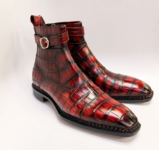Maurice Chicago Custom Made Alligator Boot - Rust