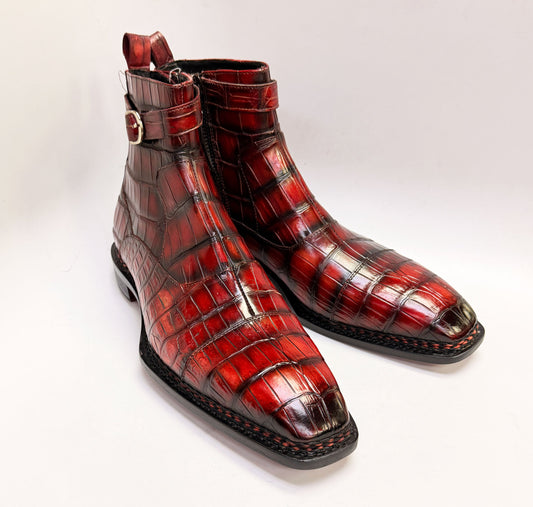 Maurice Chicago Custom Made Alligator Boot - Rust